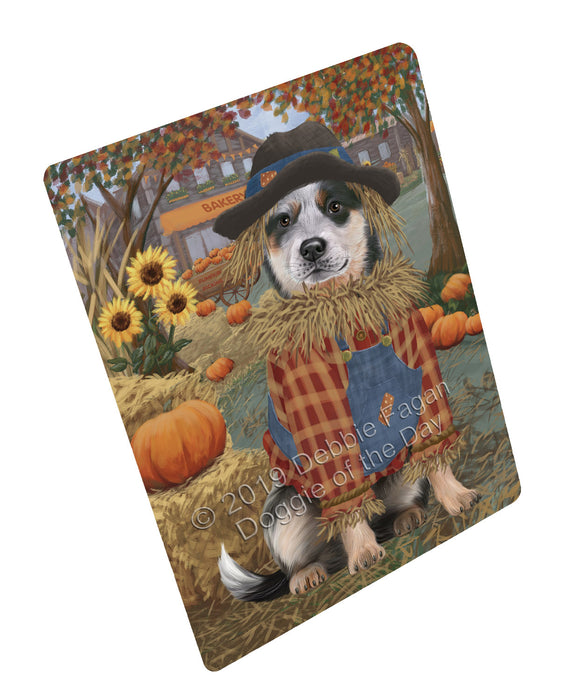 Halloween 'Round Town And Fall Pumpkin Scarecrow Both Blue Heeler Dogs Large Refrigerator / Dishwasher Magnet RMAG104652