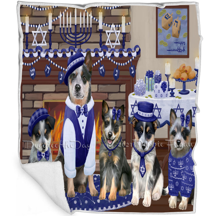 Happy Hanukkah Family and Happy Hanukkah Both Blue Heeler Dogs Blanket BLNKT140348