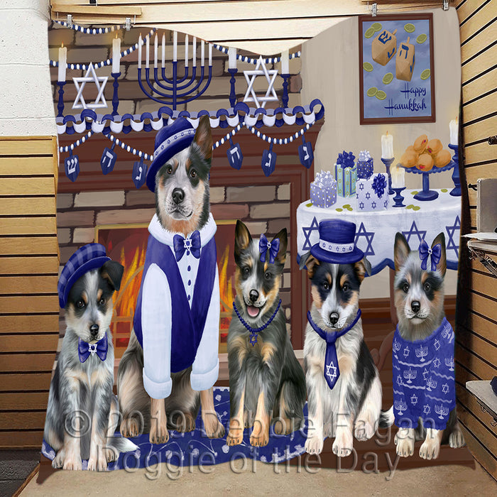 Happy Hanukkah Family and Happy Hanukkah Both Blue Heeler Dogs Quilt