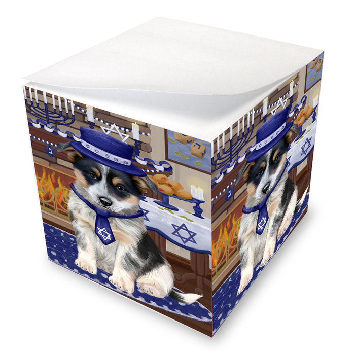 Happy Hanukkah Family Blue Heeler Dogs note cube NOC-DOTD-A56682