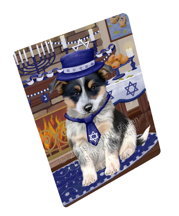 Happy Hanukkah Family and Happy Hanukkah Both Blue Heeler Dog Large Refrigerator / Dishwasher Magnet RMAG105018