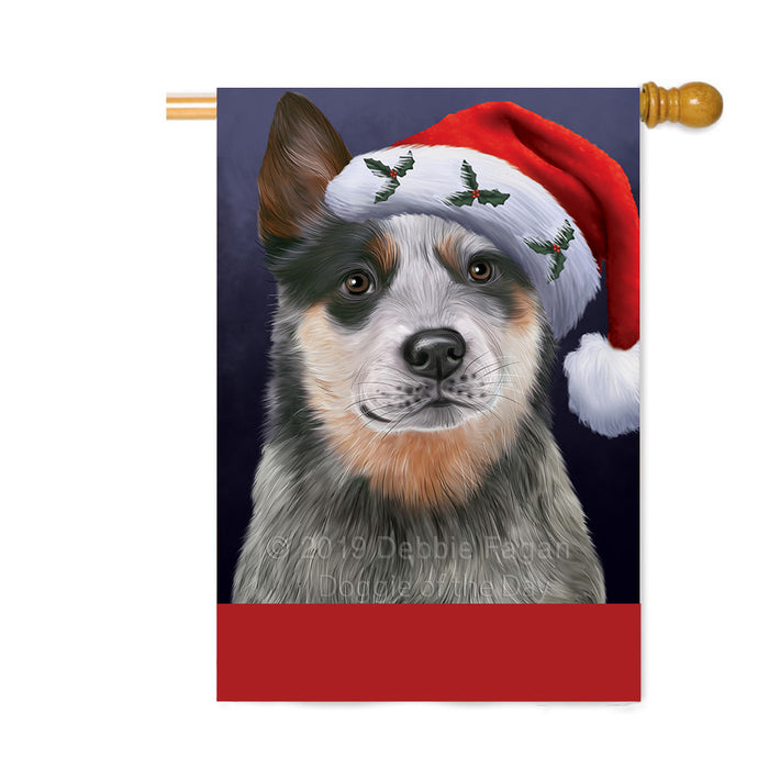 Personalized Christmas Holidays Blue Heeler Dog Wearing Santa Hat Portrait Head Custom House Flag FLG-DOTD-A59863