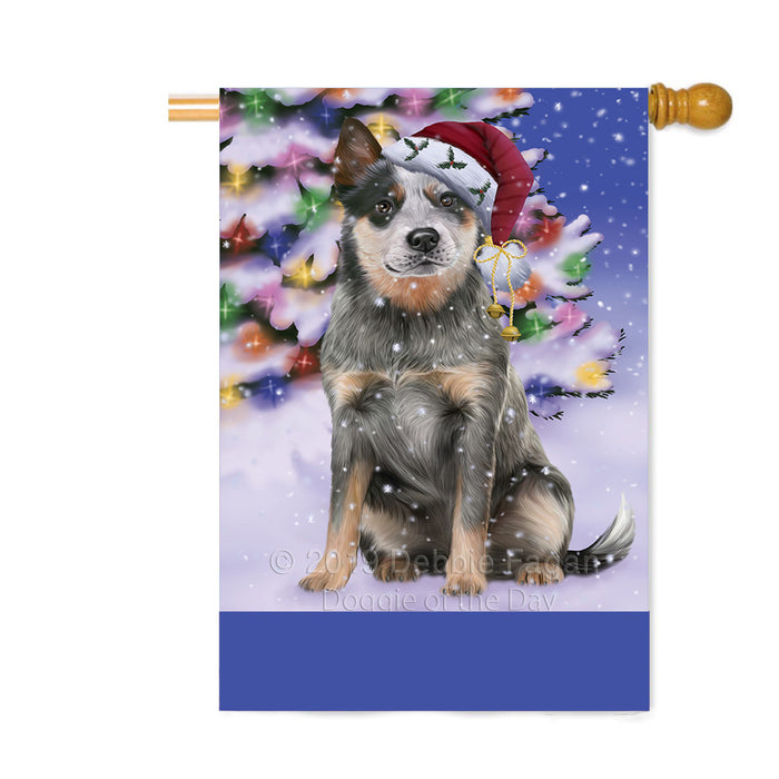 Personalized Winterland Wonderland Blue Heeler Dog In Christmas Holiday Scenic Background Custom House Flag FLG-DOTD-A61303