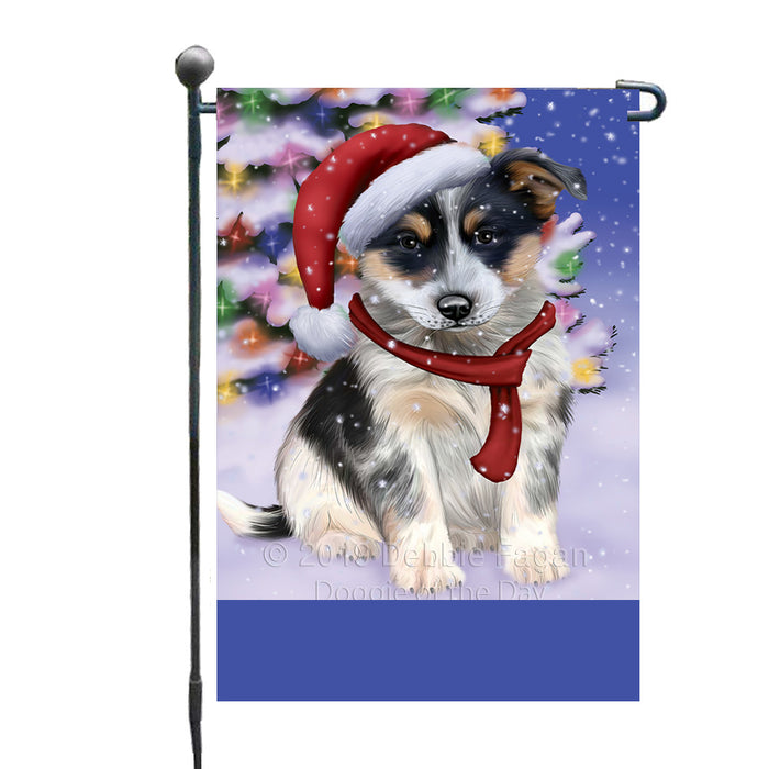 Personalized Winterland Wonderland Blue Heeler Dog In Christmas Holiday Scenic Background Custom Garden Flags GFLG-DOTD-A61248