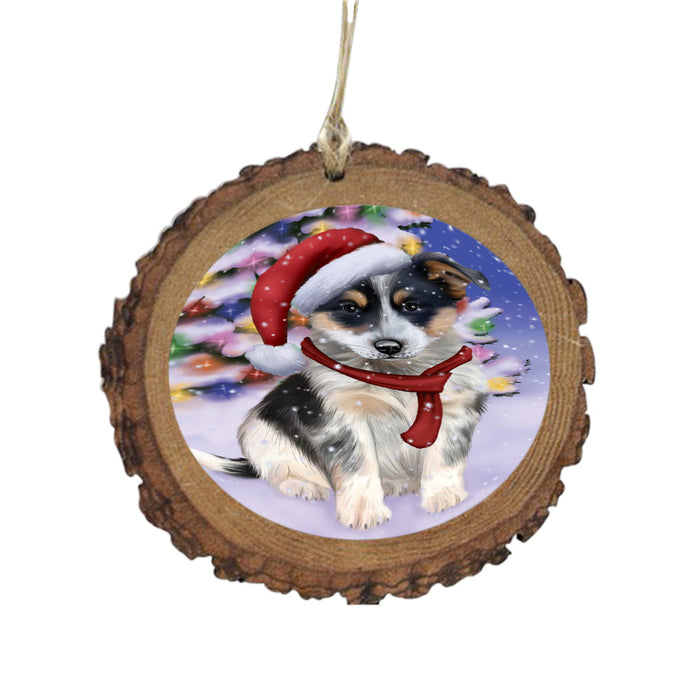 Winterland Wonderland Blue Heeler Dog In Christmas Holiday Scenic Background Wooden Christmas Ornament WOR49527