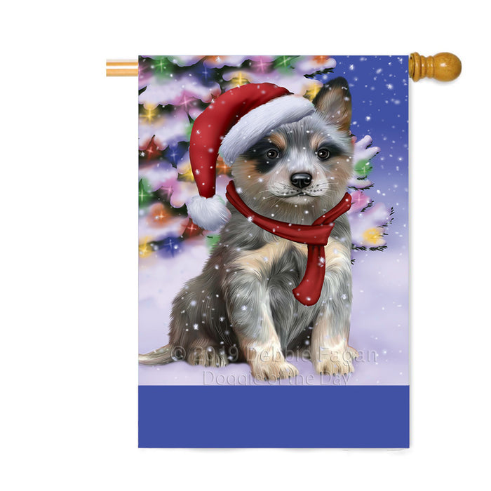 Personalized Winterland Wonderland Blue Heeler Dog In Christmas Holiday Scenic Background Custom House Flag FLG-DOTD-A61305