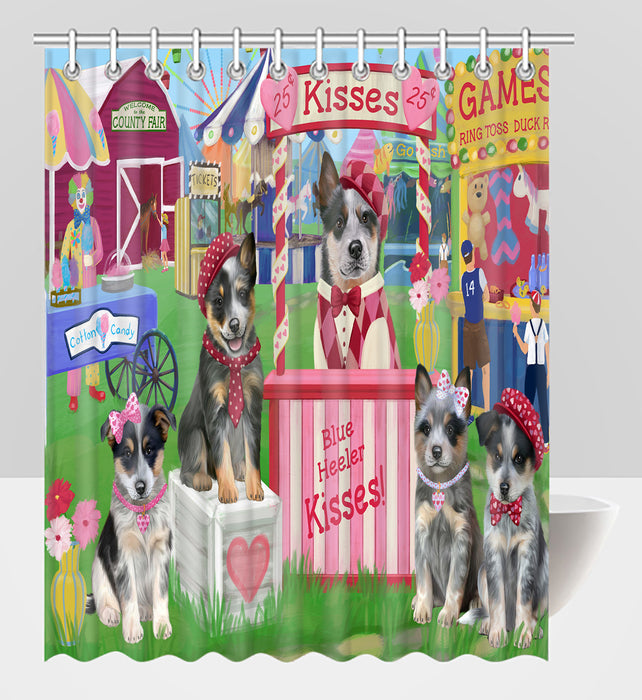 Carnival Kissing Booth Blue Heeler Dogs Shower Curtain