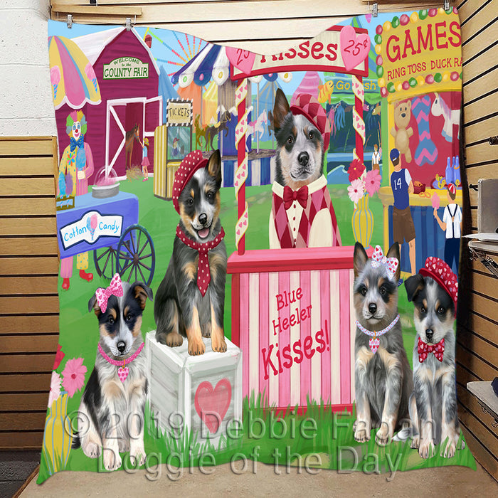 Carnival Kissing Booth Blue Heeler Dogs Quilt