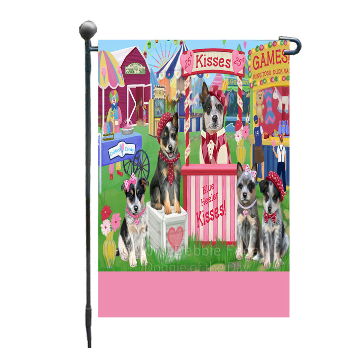 Personalized Carnival Kissing Booth Blue Heeler Dogs Custom Garden Flag GFLG64262