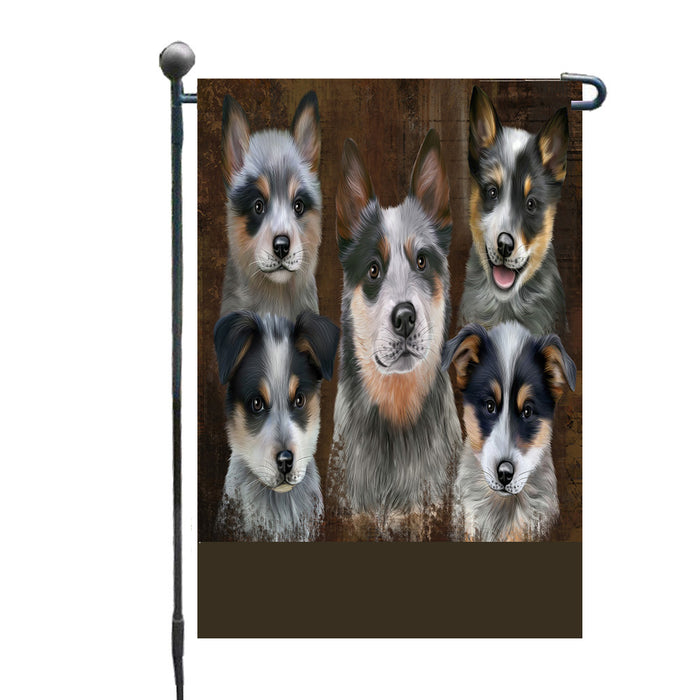 Personalized Rustic 5 Blue Heeler Dogs Custom Garden Flags GFLG-DOTD-A62551
