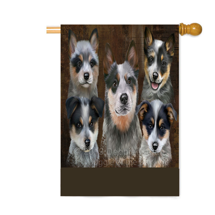Personalized Rustic 5 Blue Heeler Dogs Custom House Flag FLG-DOTD-A62607