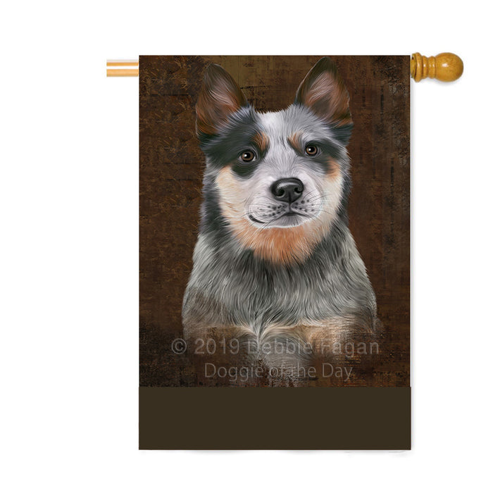 Personalized Rustic Blue Heeler Dog Custom House Flag FLG64514