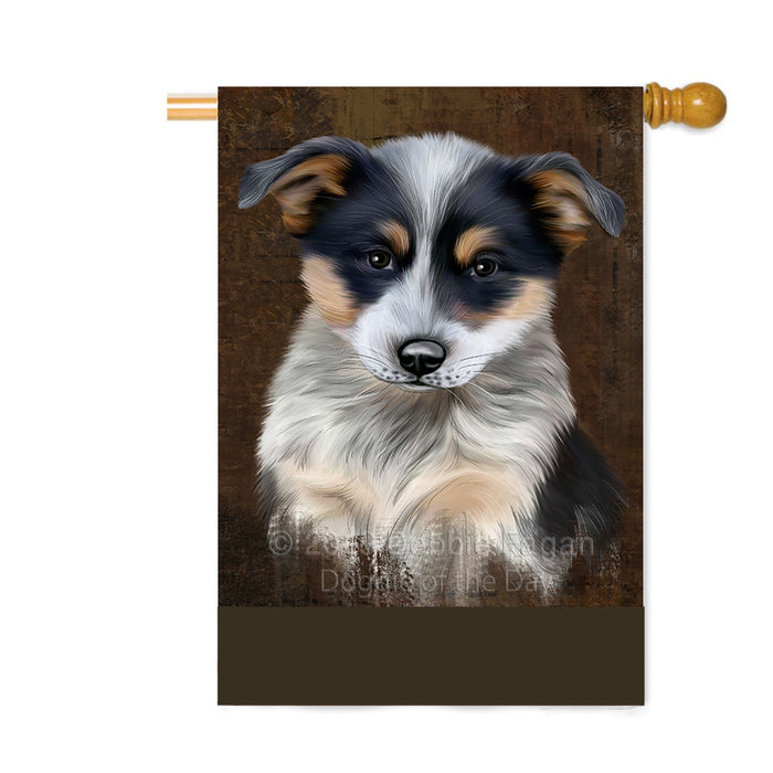 Personalized Rustic Blue Heeler Dog Custom House Flag FLG64515