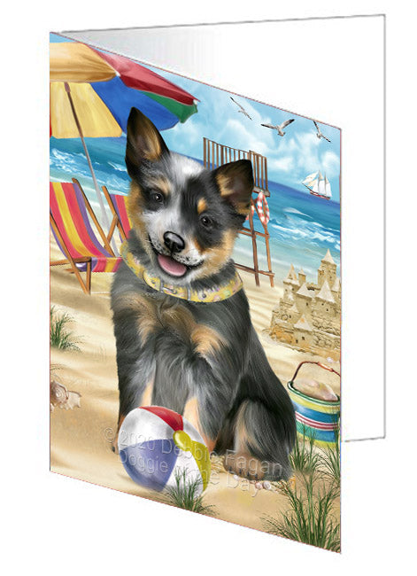 Pet Friendly Beach Blue Heeler Dog Handmade Artwork Assorted Pets Greeting Cards and Note Cards with Envelopes for All Occasions and Holiday Seasons