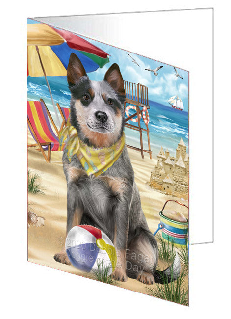 Pet Friendly Beach Blue Heeler Dog Handmade Artwork Assorted Pets Greeting Cards and Note Cards with Envelopes for All Occasions and Holiday Seasons