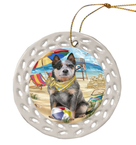 Pet Friendly Beach Blue Heeler Dog Doily Ornament DPOR58538