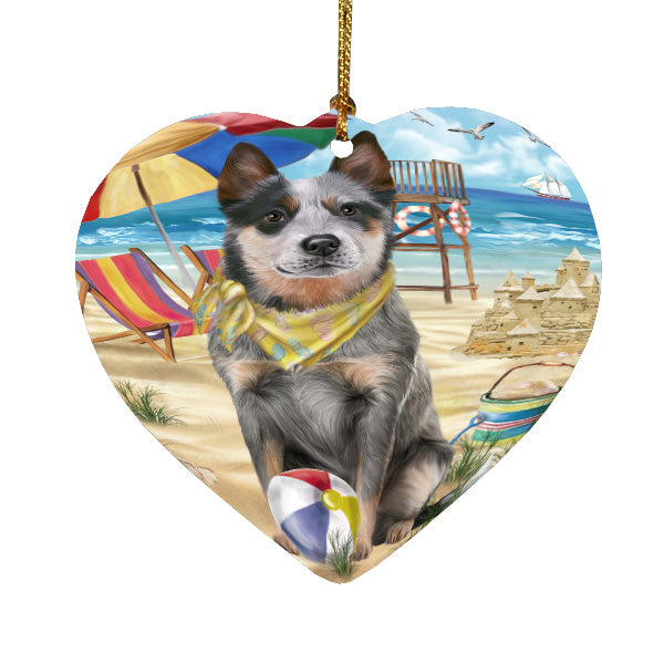Pet Friendly Beach Blue Heeler Dog  Heart Christmas Ornament HPORA58887