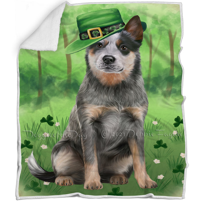 St. Patricks Day Irish Portrait Blue Heeler Dog Blanket BLNKT132528