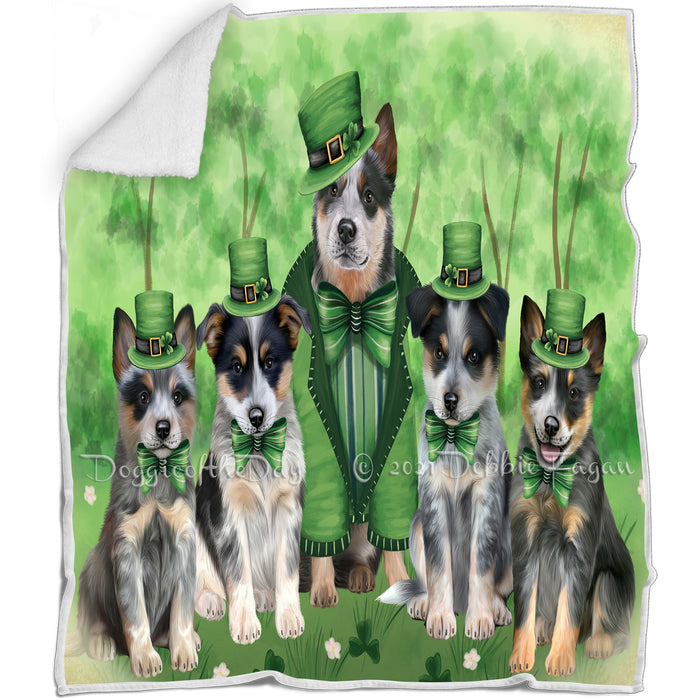 St. Patricks Day Irish Portrait Blue Heeler Dogs Blanket BLNKT132537