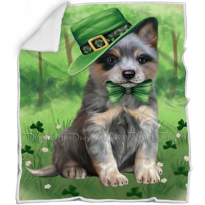 St. Patricks Day Irish Portrait Blue Heeler Dog Blanket BLNKT132546