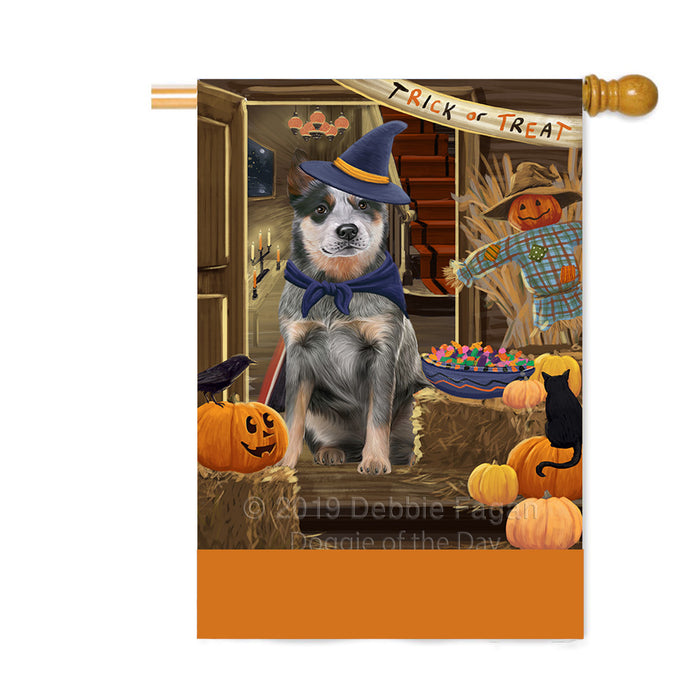 Personalized Enter at Own Risk Trick or Treat Halloween Blue Heeler Dog Custom House Flag FLG-DOTD-A59533