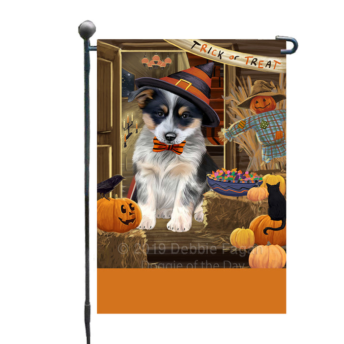 Personalized Enter at Own Risk Trick or Treat Halloween Blue Heeler Dog Custom Garden Flags GFLG-DOTD-A59480