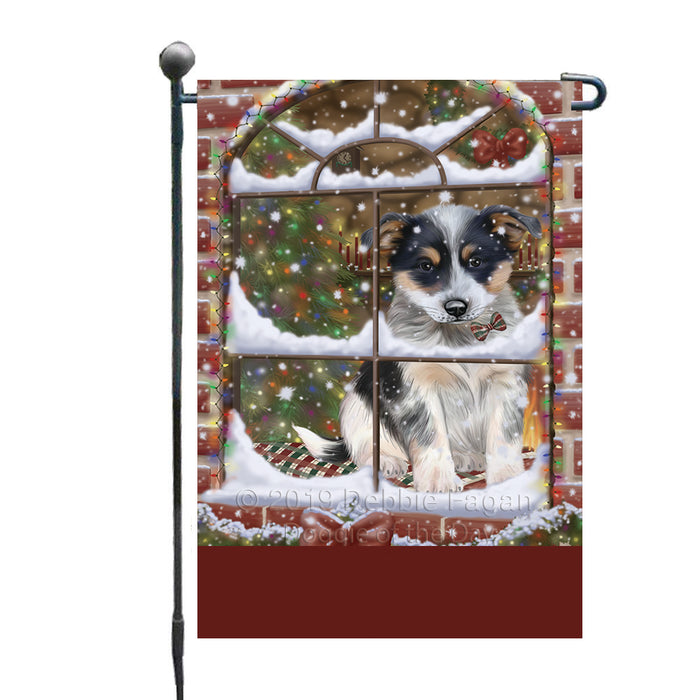 Personalized Please Come Home For Christmas Blue Heeler Dog Sitting In Window Custom Garden Flags GFLG-DOTD-A60133
