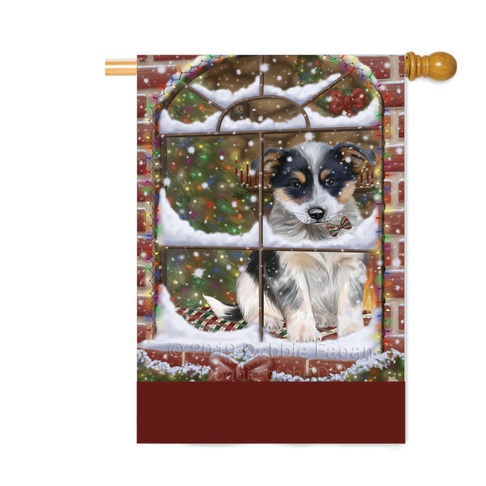 Personalized Please Come Home For Christmas Blue Heeler Dog Sitting In Window Custom House Flag FLG-DOTD-A60189