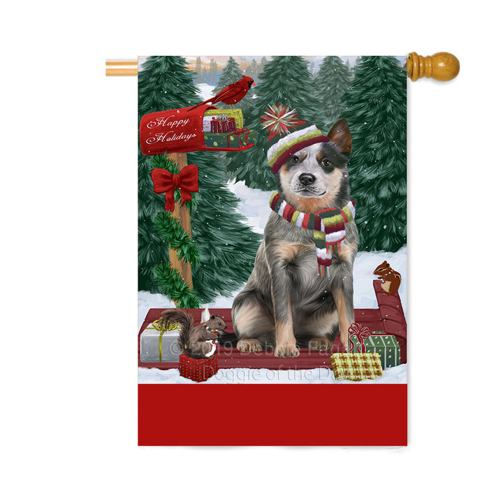 Personalized Merry Christmas Woodland Sled Blue Heeler Dog Custom House Flag FLG-DOTD-A61566