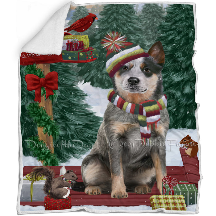 Merry Christmas Woodland Sled Blue Heeler Dog Blanket BLNKT113115