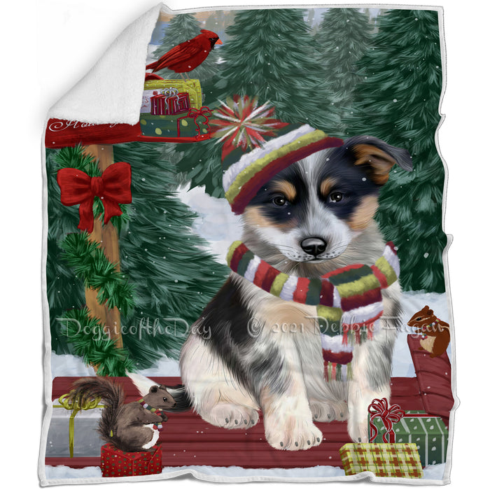 Merry Christmas Woodland Sled Blue Heeler Dog Blanket BLNKT113124