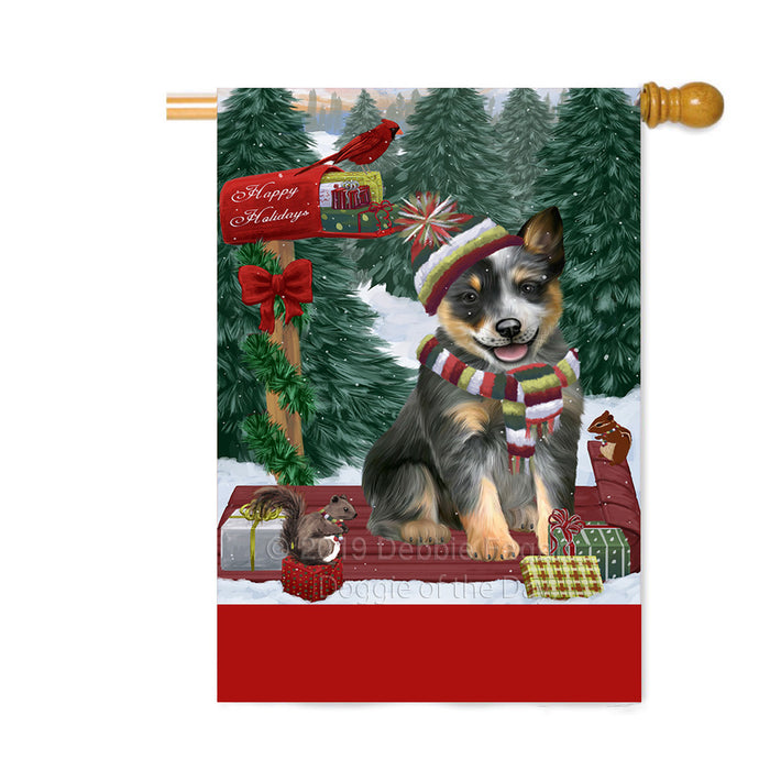 Personalized Merry Christmas Woodland Sled Blue Heeler Dog Custom House Flag FLG-DOTD-A61568