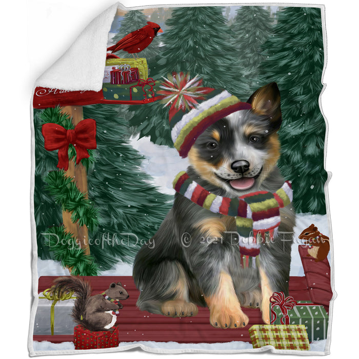 Merry Christmas Woodland Sled Blue Heeler Dog Blanket BLNKT113133