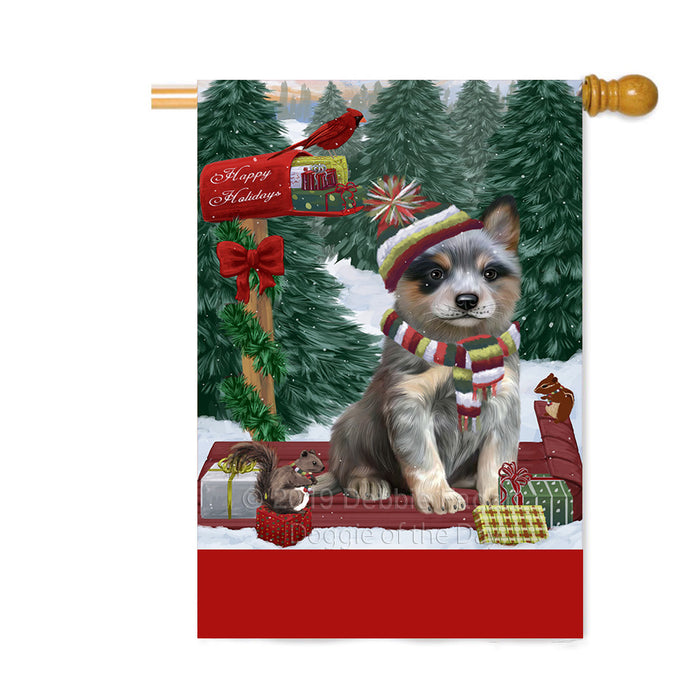 Personalized Merry Christmas Woodland Sled Blue Heeler Dog Custom House Flag FLG-DOTD-A61569