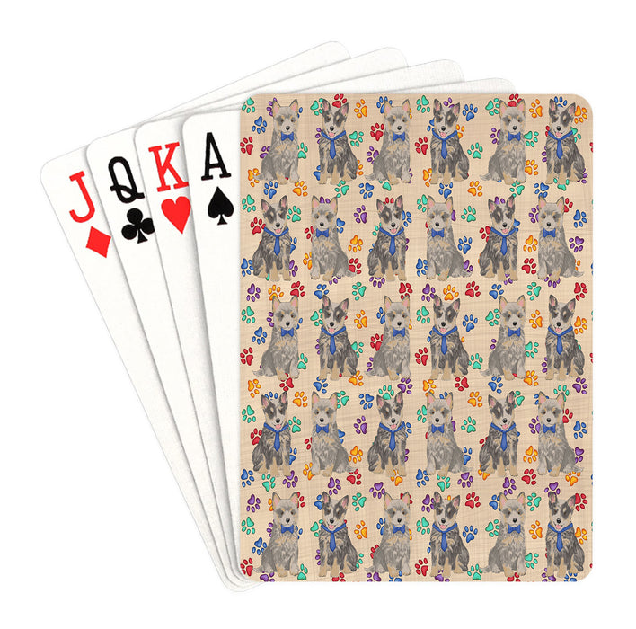 Rainbow Paw Print Blue Heeler Dogs Blue Playing Card Decks
