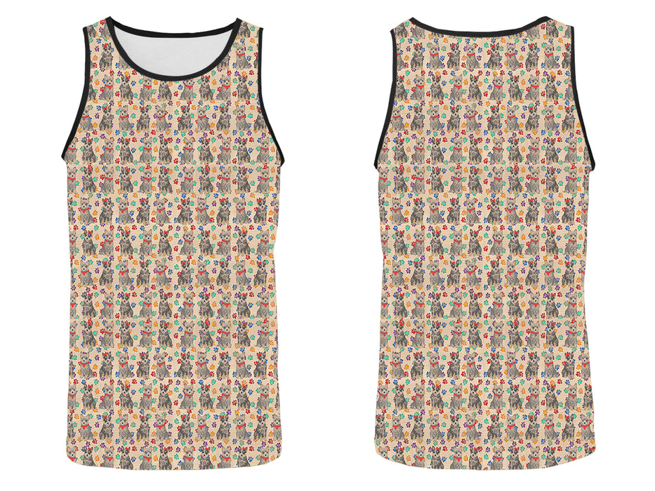 Rainbow Paw Print Blue Heeler Dogs Red All Over Print   Men's Tank Top