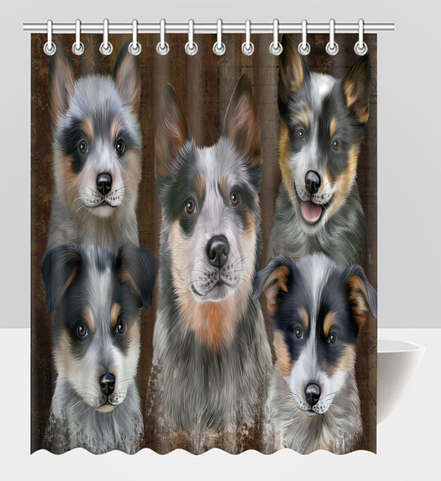 Rustic Blue Heeler Dogs Shower Curtain