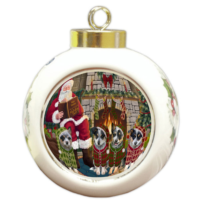 Christmas Cozy Holiday Tails Blue Heelers Dog Round Ball Christmas Ornament RBPOR55460