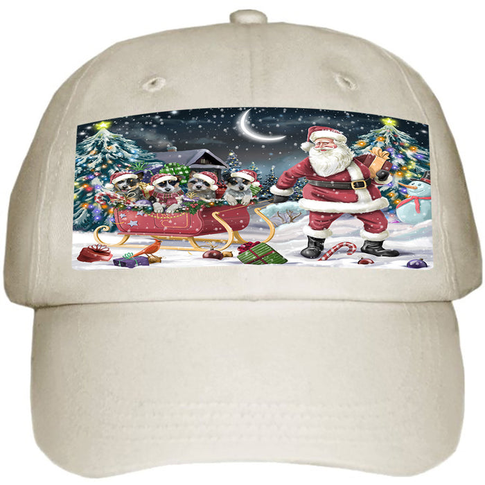 Santa Sled Dogs Christmas Happy Holidays Blue Heelers Dog Ball Hat Cap HAT58881