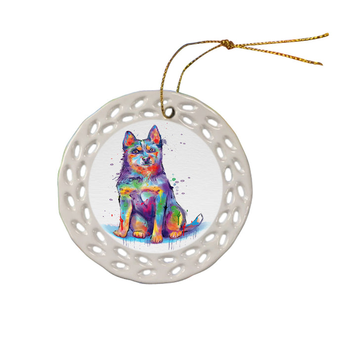 Watercolor Blue Heeler Dog Ceramic Doily Ornament DPOR57370