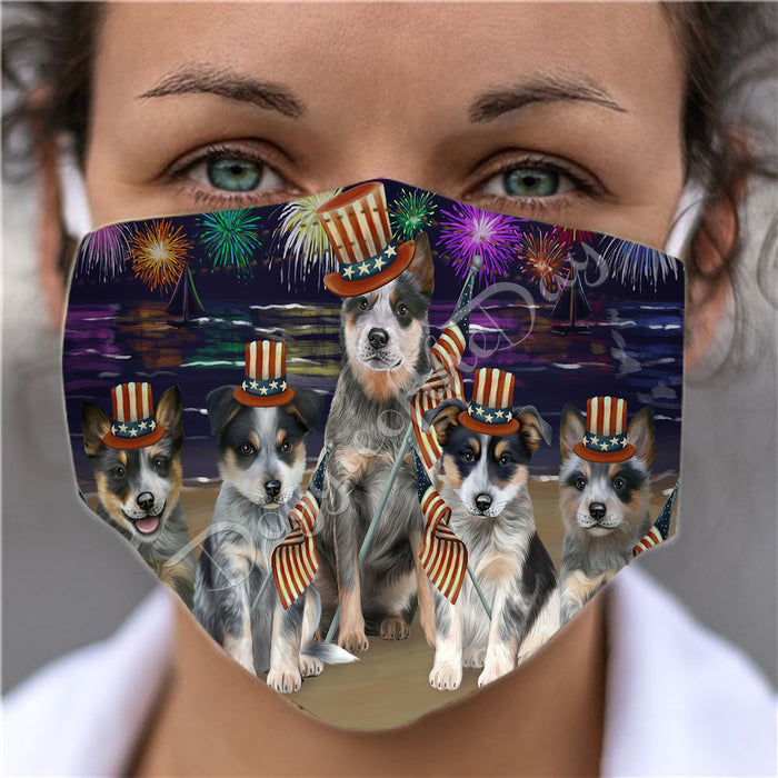 4th of July Independence Day Blue Heeler Dogs Face Mask FM49382