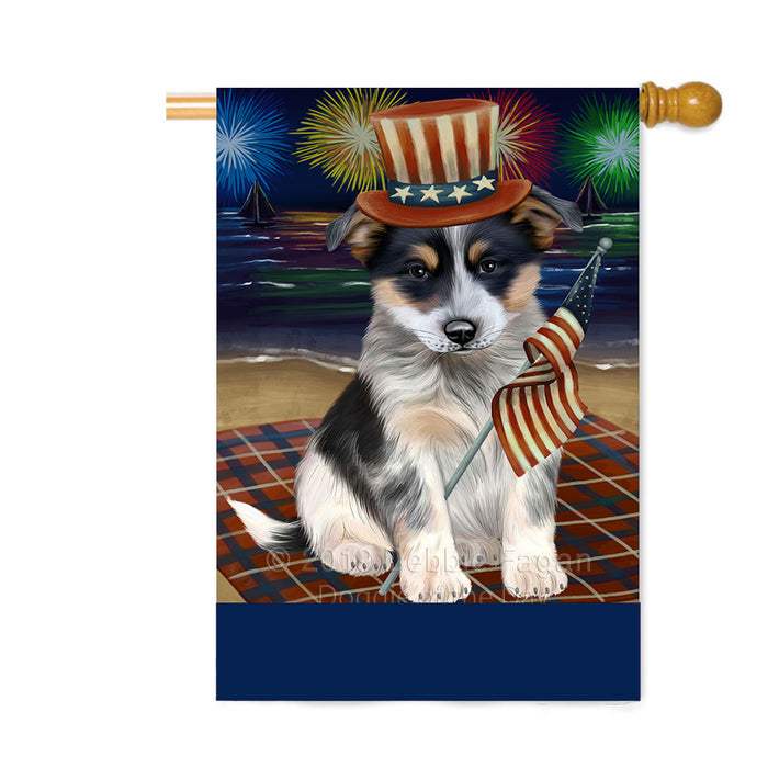 Personalized 4th of July Firework Blue Heeler Dog Custom House Flag FLG-DOTD-A57855