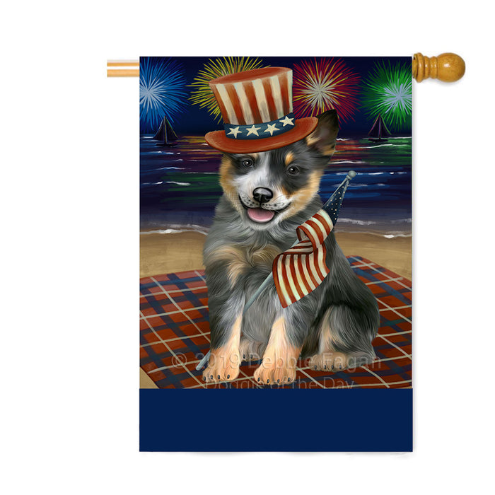 Personalized 4th of July Firework Blue Heeler Dog Custom House Flag FLG-DOTD-A57856