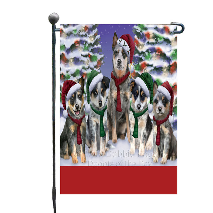 Personalized Christmas Happy Holidays Blue Heeler Dogs Family Portraits Custom Garden Flags GFLG-DOTD-A59097