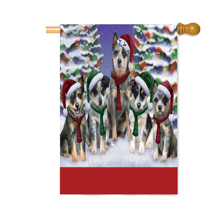 Personalized Christmas Happy Holidays Blue Heeler Dogs Family Portraits Custom House Flag FLG-DOTD-A59153