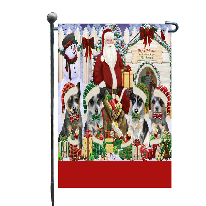 Personalized Happy Holidays Christmas Blue Heeler Dogs House Gathering Custom Garden Flags GFLG-DOTD-A58504