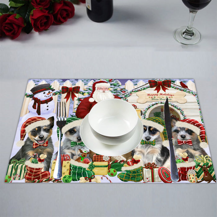 Happy Holidays Christmas Blue Heeler Dogs House Gathering Placemat