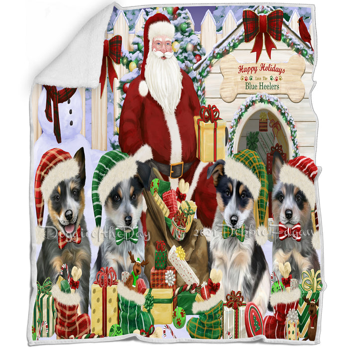 Christmas Dog House Blue Heelers Dog Blanket BLNKT89679