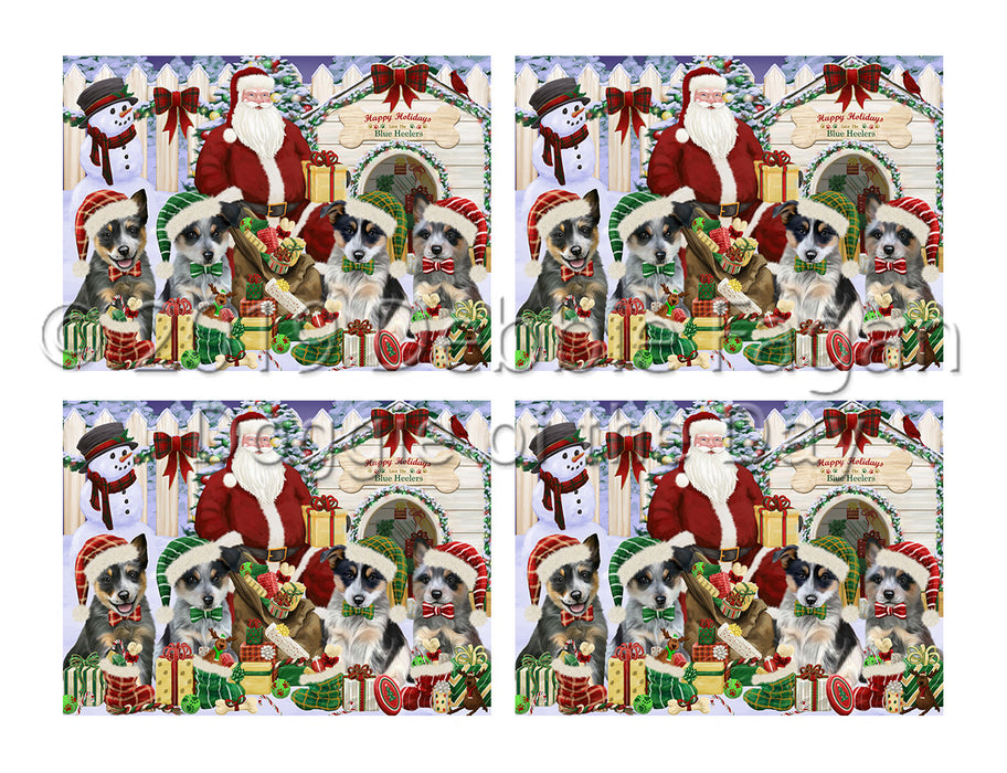 Happy Holidays Christmas Blue Heeler Dogs House Gathering Placemat