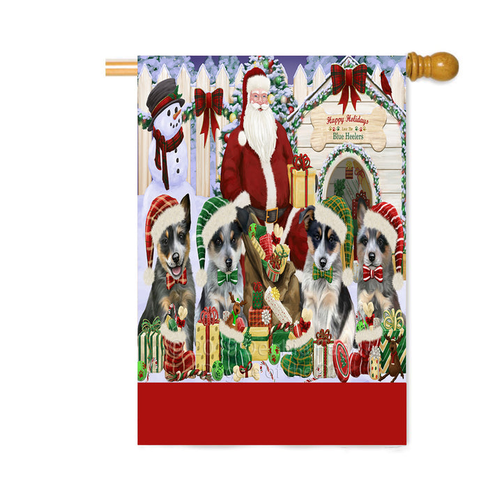 Personalized Happy Holidays Christmas Blue Heeler Dogs House Gathering Custom House Flag FLG-DOTD-A58560